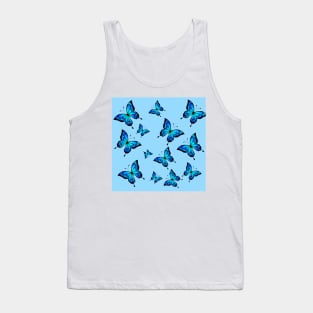 Blue Butterfly Pattern Tank Top